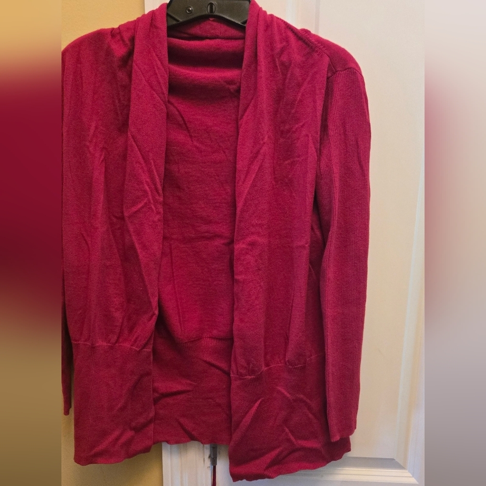 Moda International Women's Red Cardigan Open Front Sweater